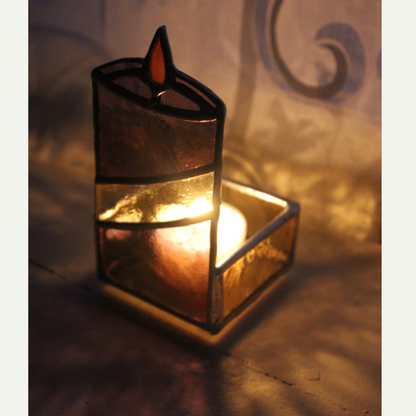 with a tea light, sideview