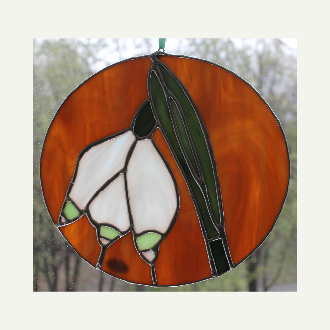 front, hanging in a window