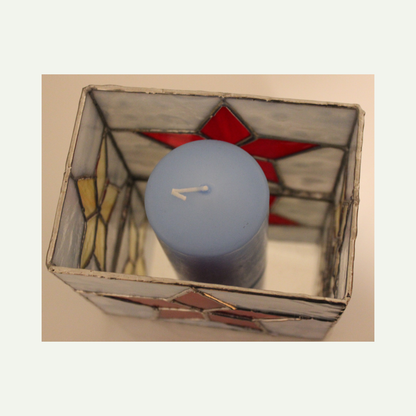 view inside of the lantern with a candle in it